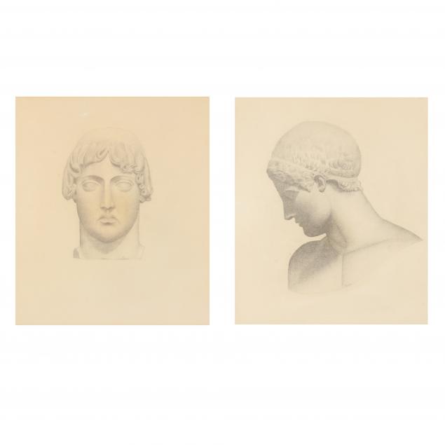 a-pair-of-graphite-sketches-of-greek-sculptures