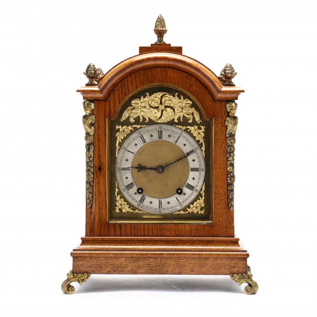 william-potts-sons-oak-and-brass-mantel-clock