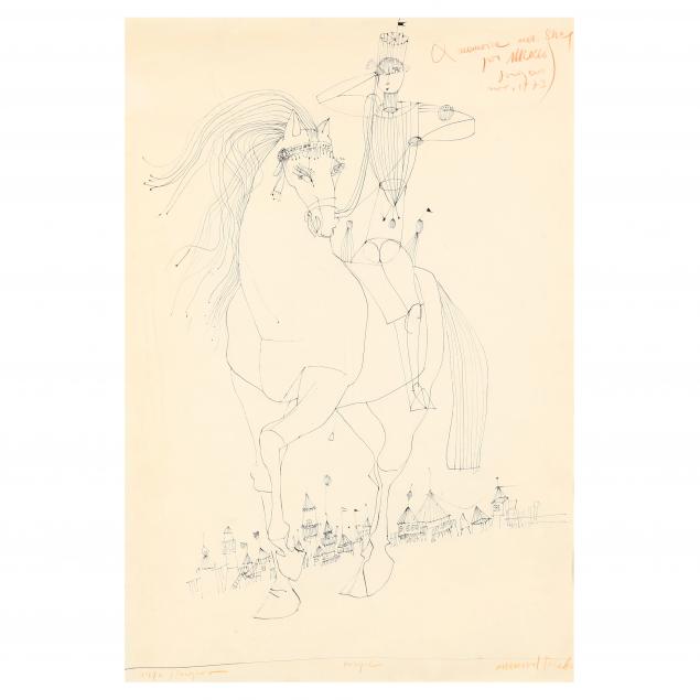 mersad-berber-bosnian-1940-2012-ink-drawing-of-a-man-on-horseback