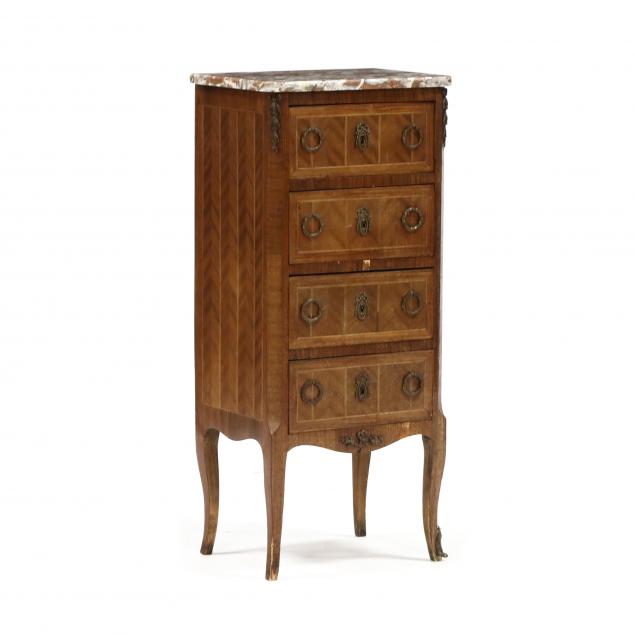 french-marble-top-four-drawer-vertical-chest