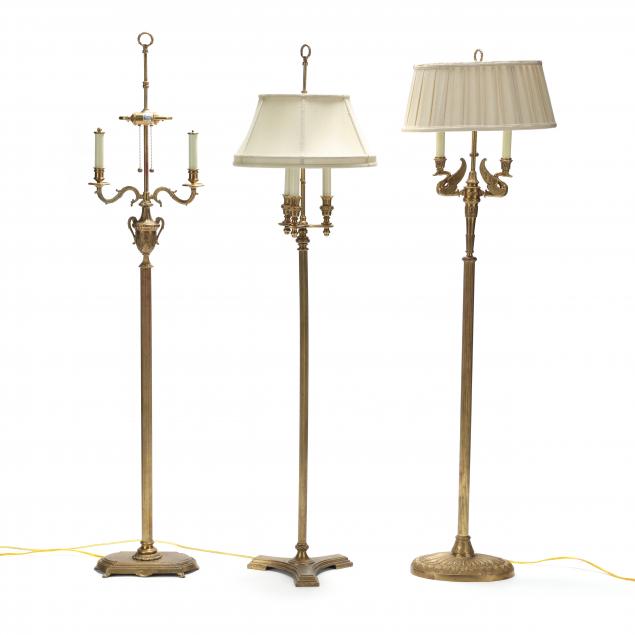 three-decorative-french-style-brass-floor-lamps