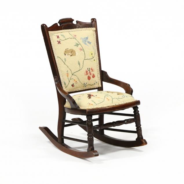 antique-child-s-walnut-rocking-chair