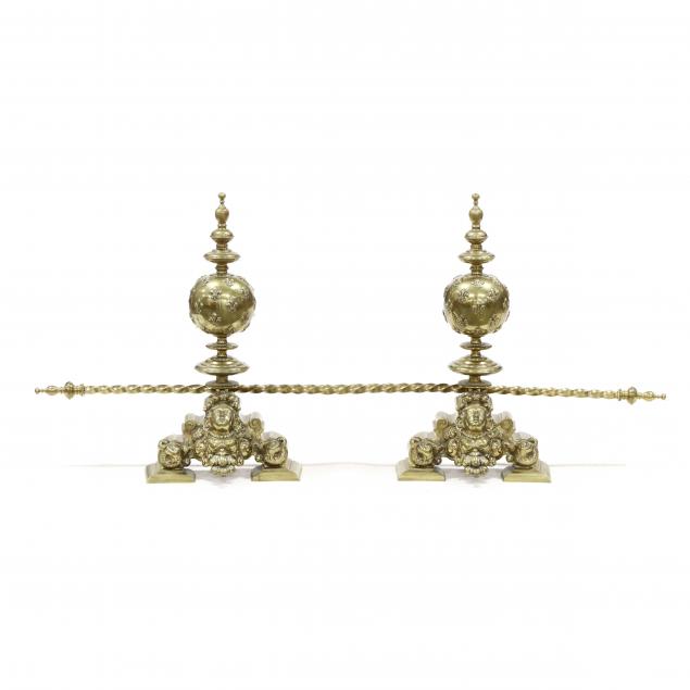 pair-of-antique-continental-figural-brass-andirons