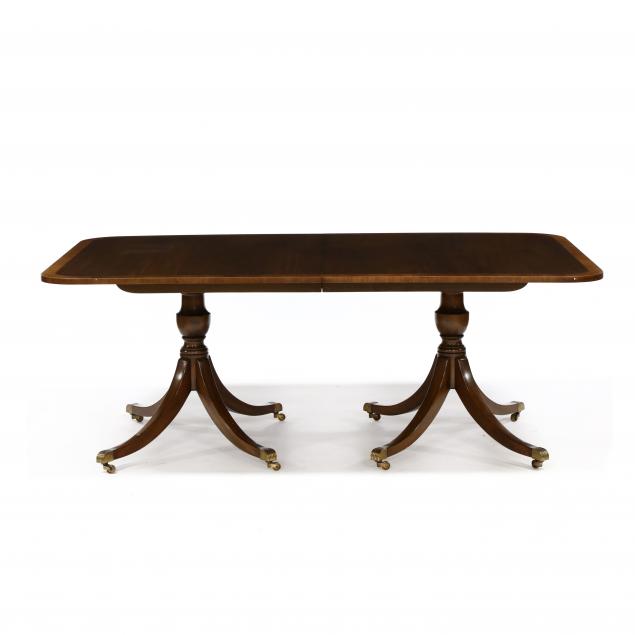 kittinger-federal-style-double-pedestal-banded-mahogany-dining-table