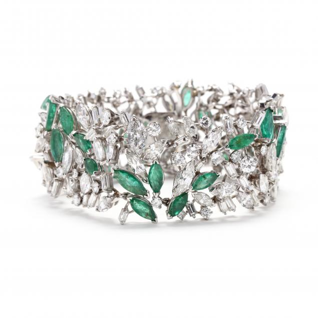 platinum-diamond-and-emerald-bracelet