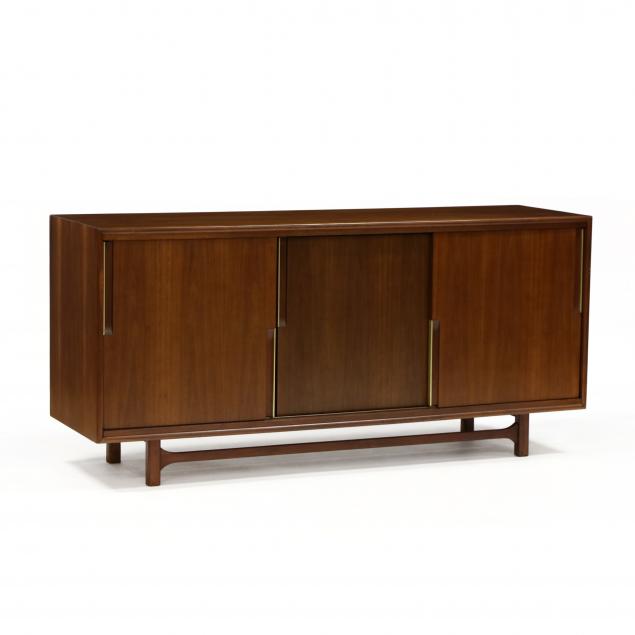 mid-century-walnut-and-brass-credenza