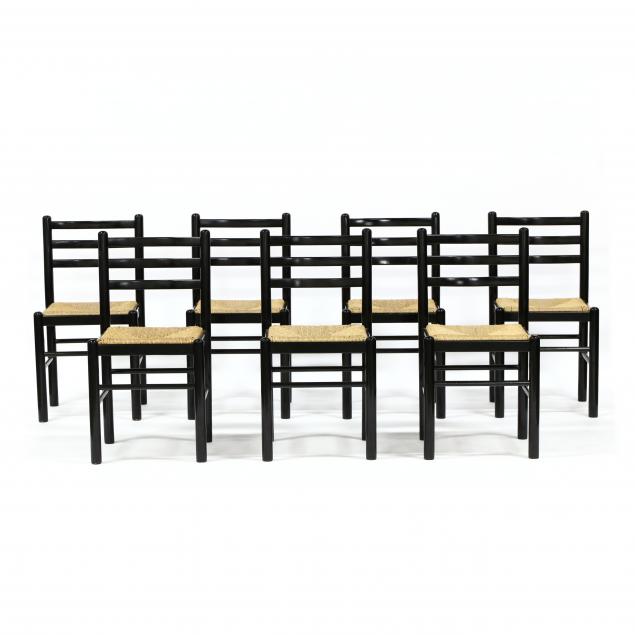 set-of-seven-italian-modern-ladder-back-dining-chairs