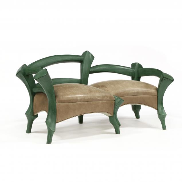 contemporary-high-craft-organic-shaped-leather-settee