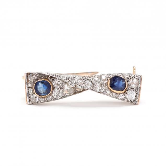 antique-sapphire-and-diamond-bow-brooch