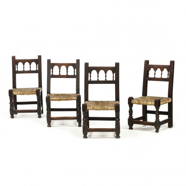 four-jacobean-carved-walnut-side-chairs