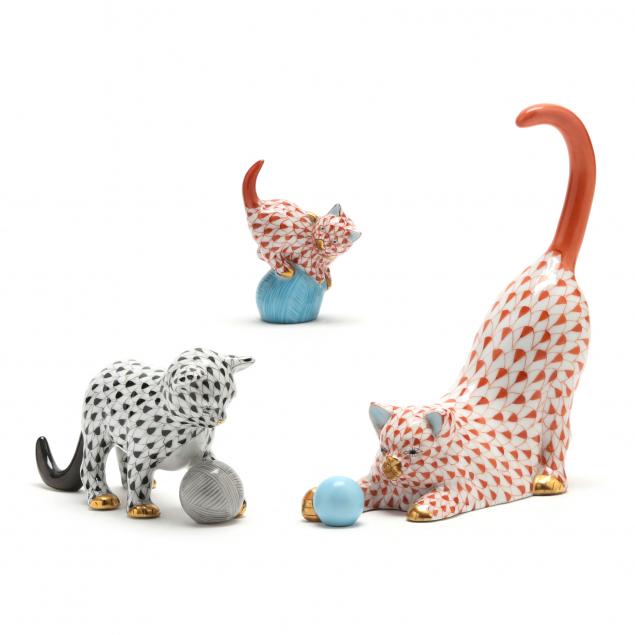 three-herend-cats-playing-with-balls