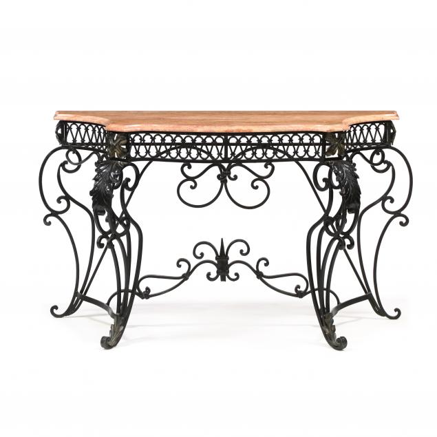 spanish-style-wrought-iron-and-marble-top-console-table