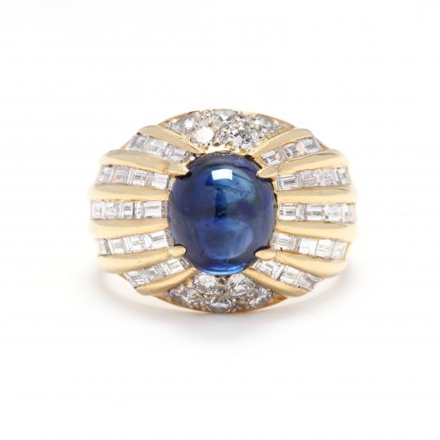 gold-cabochon-sapphire-and-diamond-ring