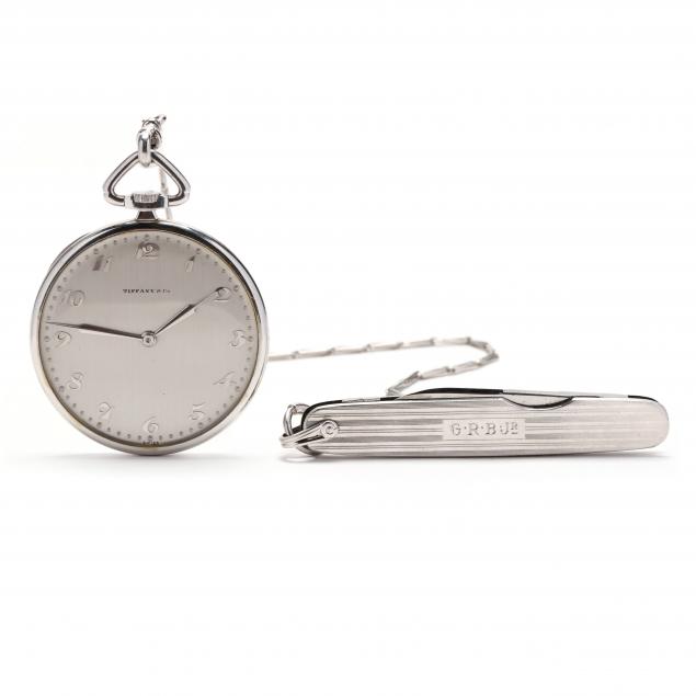 gent-s-art-deco-platinum-open-face-pocket-watch-with-platinum-chain-and-pocket-knife-tiffany-co