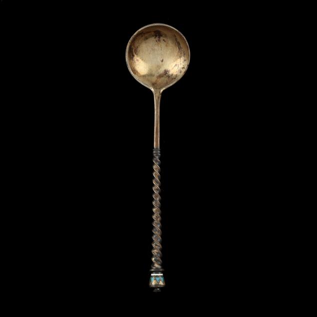 russian-silver-and-champleve-enamel-spoon