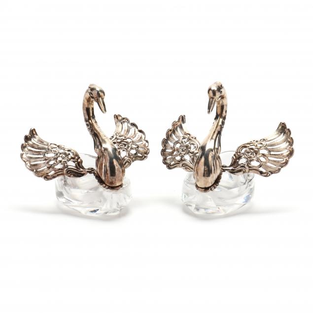 a-pair-of-german-sterling-silver-and-cut-crystal-swan-salt-cellars