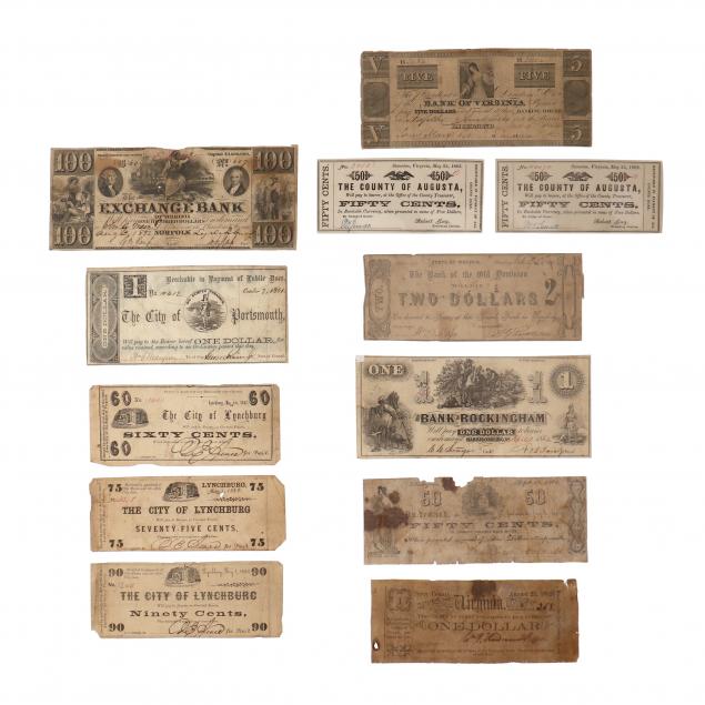 twelve-virginia-banknotes-two-antebellum-and-ten-war-date