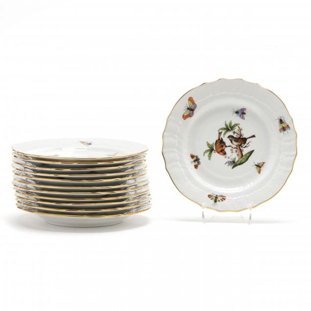 twelve-herend-porcelain-bread-butter-plates-i-rothschild-bird-i