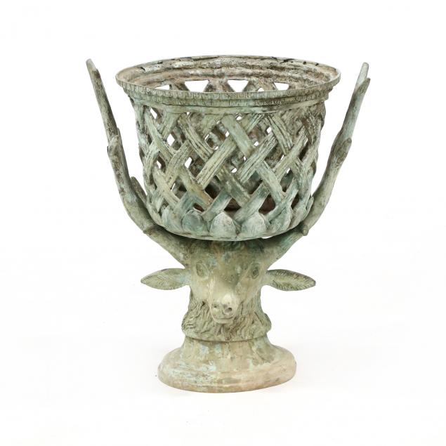 stag-and-basket-form-bronze-garden-urn