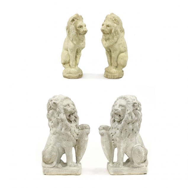 two-pairs-of-cast-stone-lions