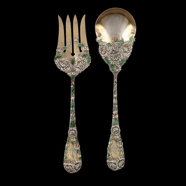 a-durgin-i-chrysanthemum-i-enameled-sterling-silver-salad-serving-set