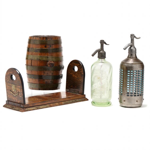 vintage-seltzer-bottles-keg-and-bookstand