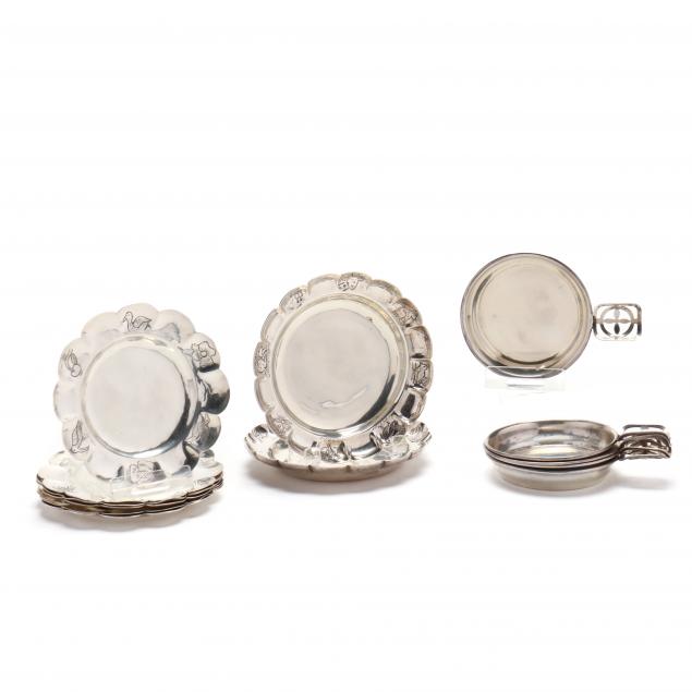 an-assembled-group-of-sterling-silver-ashtrays-and-butter-pats