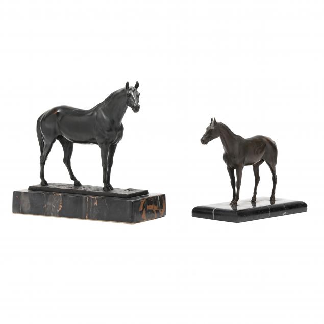 two-bronze-horse-sculptures-including-rudlolf-cholcholka-austrian-1888-1958