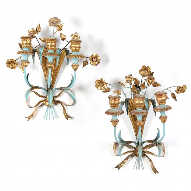 pair-of-italian-painted-and-gilt-metal-sconces