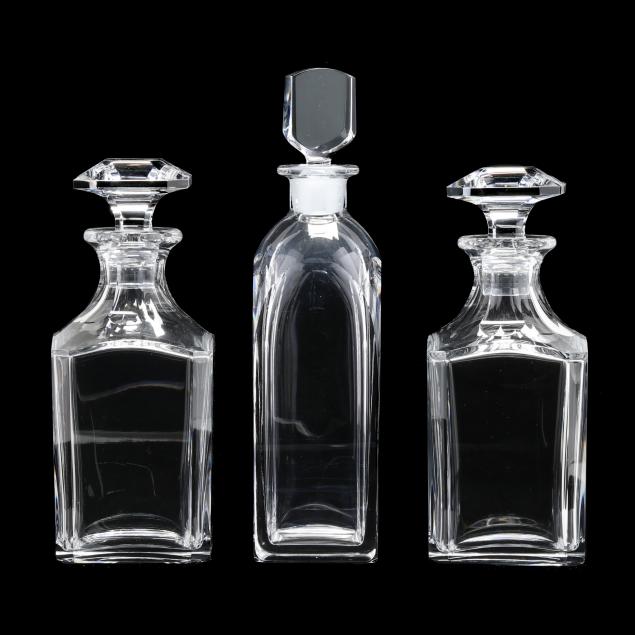 three-crystal-decanters-baccarat-orrefors