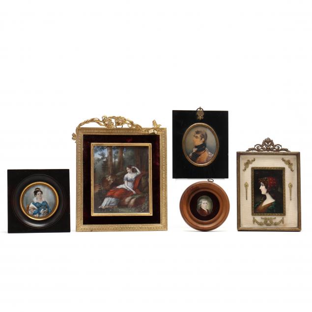 a-grouping-of-five-continental-portrait-miniatures