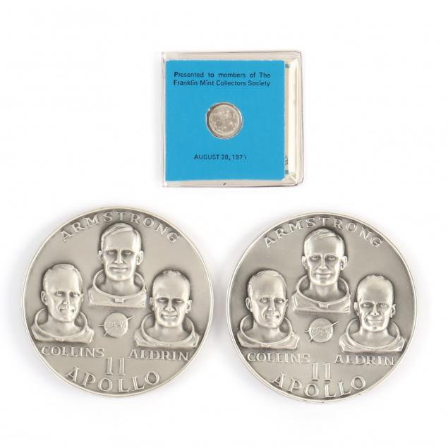 two-medallic-art-apollo-xi-medallions-and-a-franklin-mint-apollo-xiv-medallion