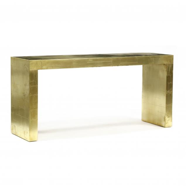 industrial-brass-clad-parsons-table