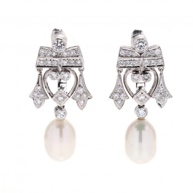 white-gold-diamond-and-pearl-earrings