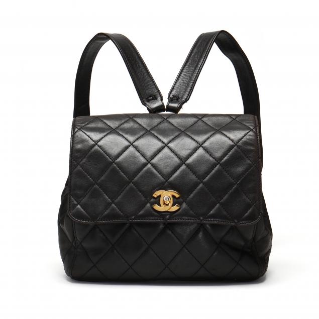 gold chanel backpack black