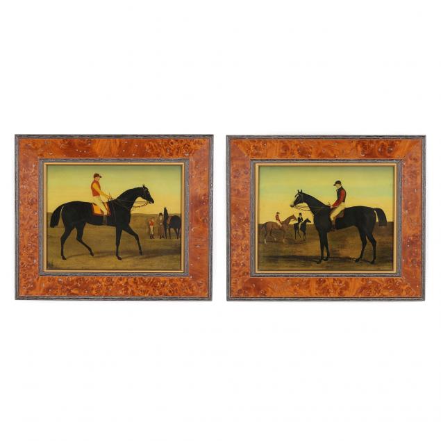 a-pair-of-victorian-reverse-painted-equestrian-scenes