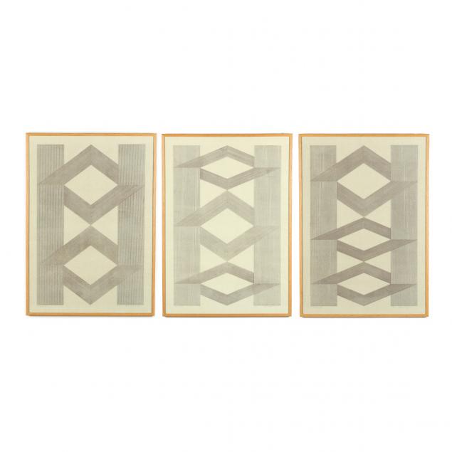 bong-tae-kim-korean-b-1937-three-aquatint-etchings
