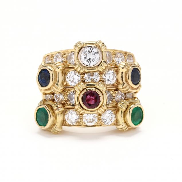 set-of-four-gold-and-gem-set-stacking-rings-boris-lebeau