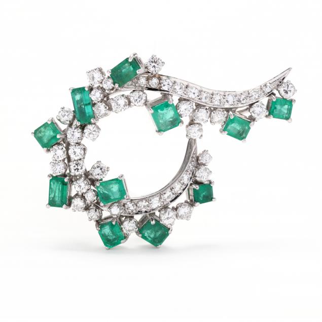 white-gold-emerald-and-diamond-brooch