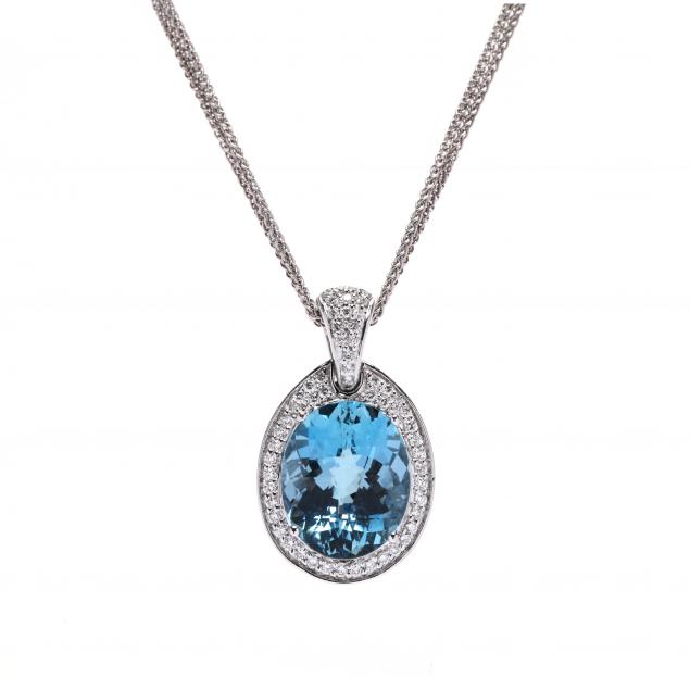 white-gold-and-oval-cut-aquamarine-pendant-necklace