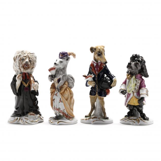 four-unter-weisbach-porcelain-dog-figurines