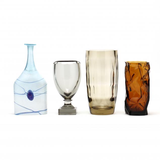 four-modern-art-glass-vases-signed