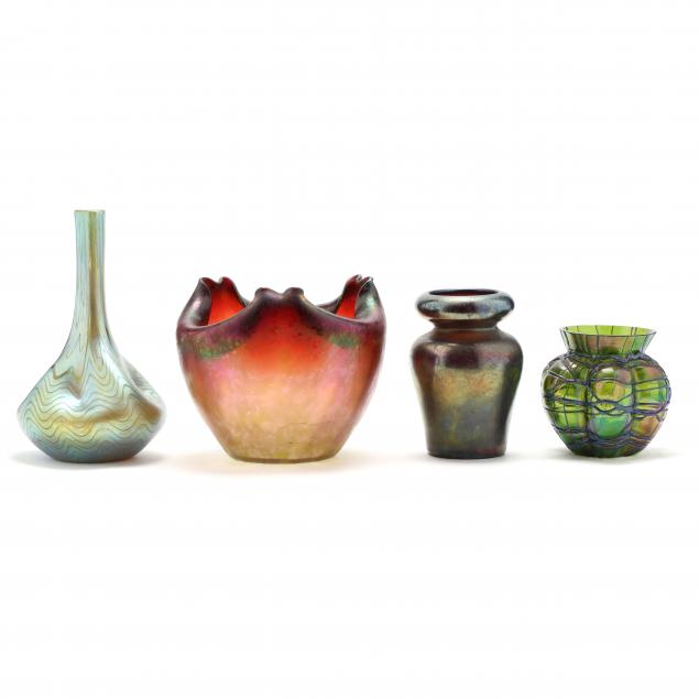 attributed-to-kralik-four-art-glass-vases