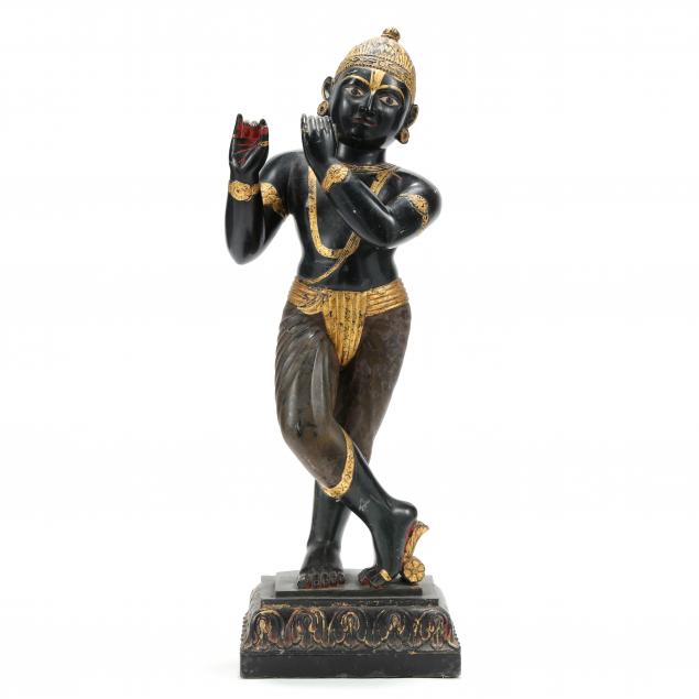 a-large-indian-carved-black-stone-krishna-sculpture