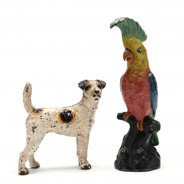 cast-iron-fox-terrier-doorstop-and-parrot-cockatoo-doorstop