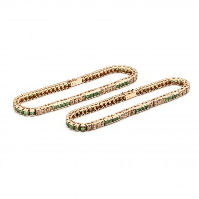 pair-of-demantoid-garnet-and-diamond-bracelets