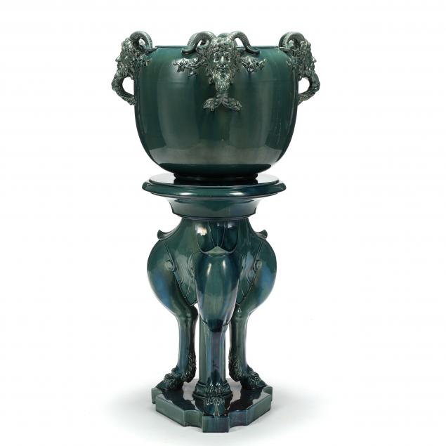 majolica-jardiniere-and-stand-clement-massier-french-1845-1917
