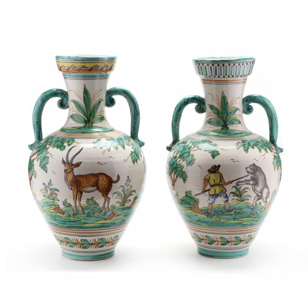 pair-of-vintage-spanish-majolica-urns