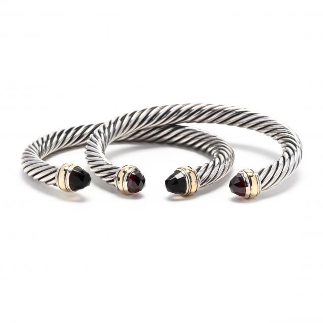 two-silver-and-gold-gem-set-cuff-bracelets-david-yurman
