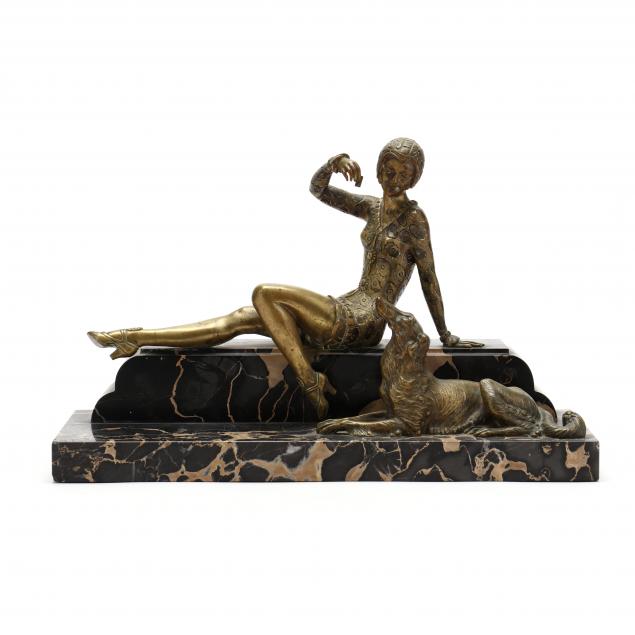art-deco-bronze-sculpture-of-a-stylish-flapper-with-an-attentive-borzoi